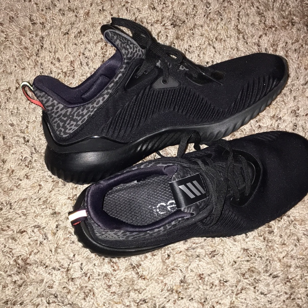 Adidas Black with gray leopard detail